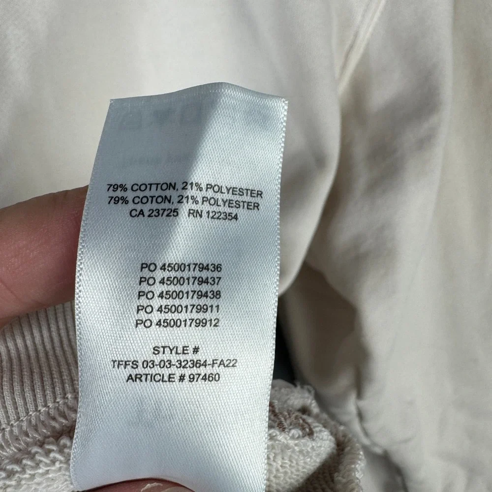 TNA Aritzia Sweatfleece Perfect Hoodie Beige Terry Fleece Pullover 97460 Size M